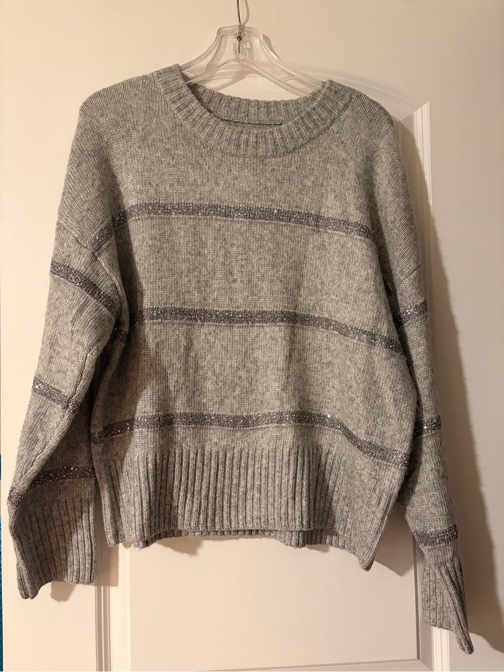 Sonoma Silver-Thread Gray Crewneck Sweater